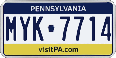 PA license plate MYK7714