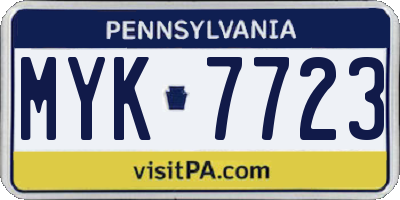 PA license plate MYK7723