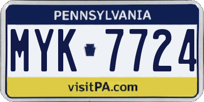 PA license plate MYK7724