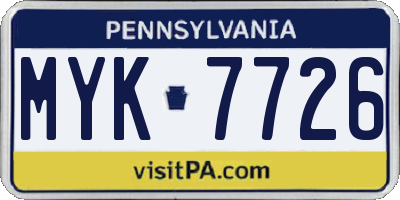 PA license plate MYK7726