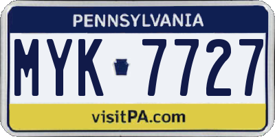 PA license plate MYK7727