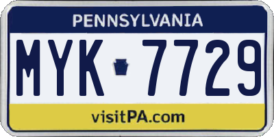 PA license plate MYK7729