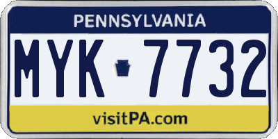 PA license plate MYK7732