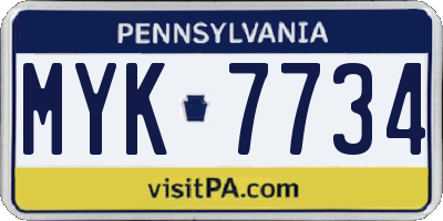 PA license plate MYK7734