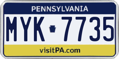 PA license plate MYK7735
