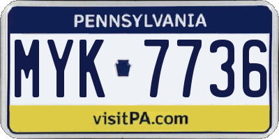 PA license plate MYK7736