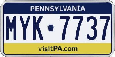 PA license plate MYK7737