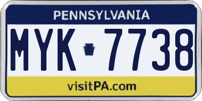 PA license plate MYK7738