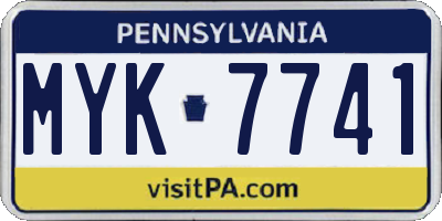 PA license plate MYK7741