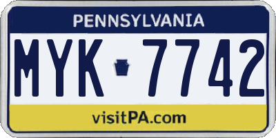 PA license plate MYK7742