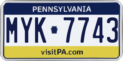 PA license plate MYK7743