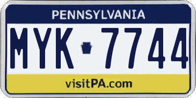 PA license plate MYK7744