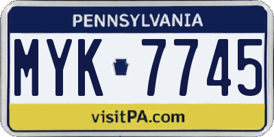 PA license plate MYK7745