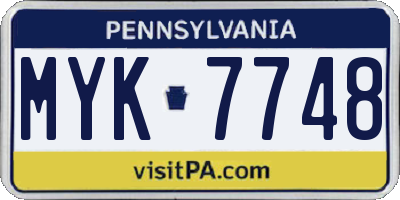 PA license plate MYK7748