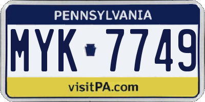 PA license plate MYK7749