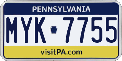 PA license plate MYK7755
