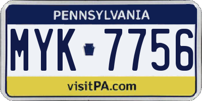 PA license plate MYK7756