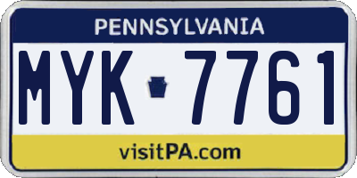 PA license plate MYK7761