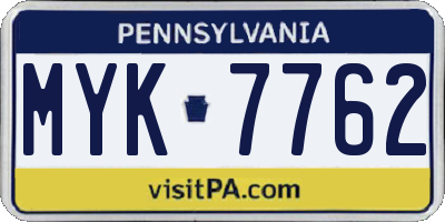 PA license plate MYK7762