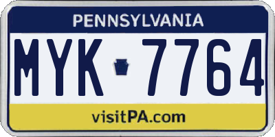 PA license plate MYK7764