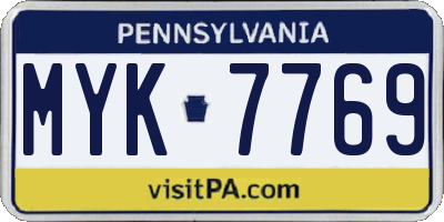 PA license plate MYK7769