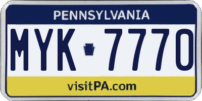 PA license plate MYK7770