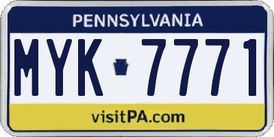 PA license plate MYK7771