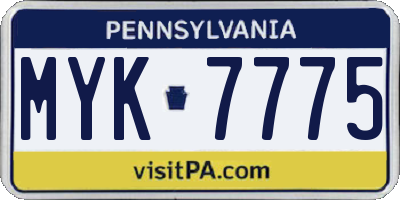 PA license plate MYK7775