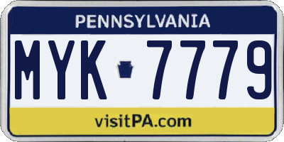 PA license plate MYK7779