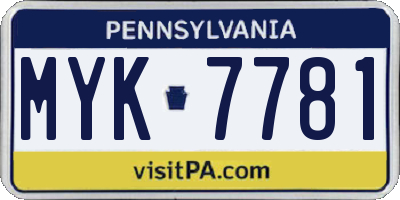 PA license plate MYK7781