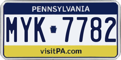 PA license plate MYK7782