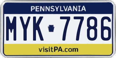 PA license plate MYK7786