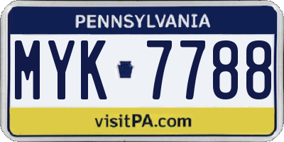 PA license plate MYK7788