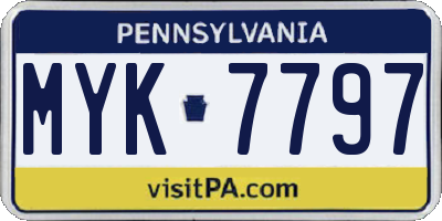 PA license plate MYK7797