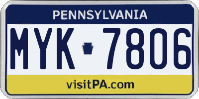 PA license plate MYK7806
