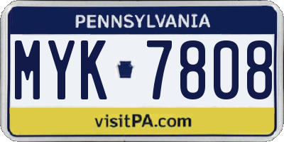 PA license plate MYK7808