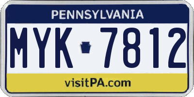 PA license plate MYK7812