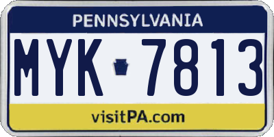 PA license plate MYK7813