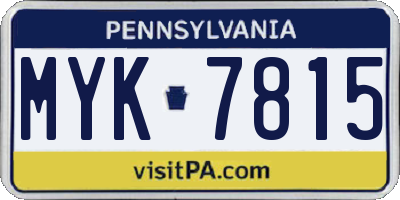 PA license plate MYK7815