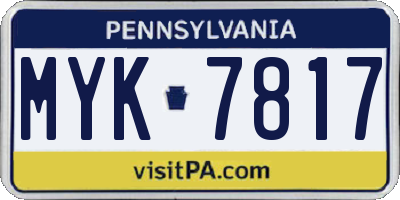 PA license plate MYK7817