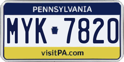 PA license plate MYK7820