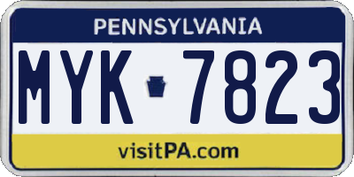 PA license plate MYK7823