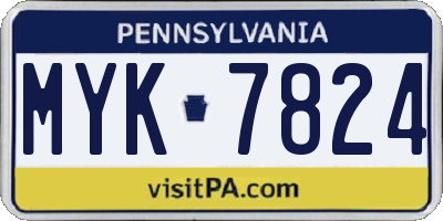PA license plate MYK7824