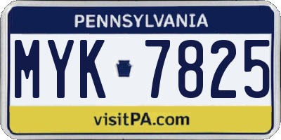 PA license plate MYK7825