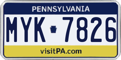 PA license plate MYK7826