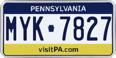 PA license plate MYK7827