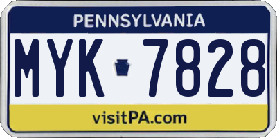 PA license plate MYK7828