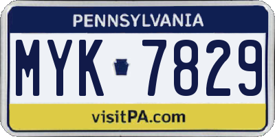 PA license plate MYK7829
