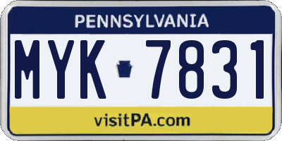 PA license plate MYK7831