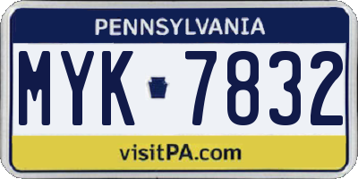 PA license plate MYK7832